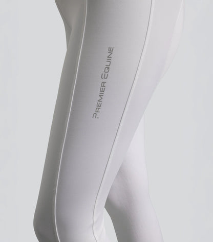 Premier Equine Luceo White Riding Tights: Gel Knee, Competition Breeches for Women. Stylish, Comfortable, and High-Performance Riding Gear
