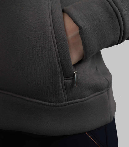 Premier Equine Lucia Ladies Grey Hoodie: Equestrian Performance Wear with Pocket Detail