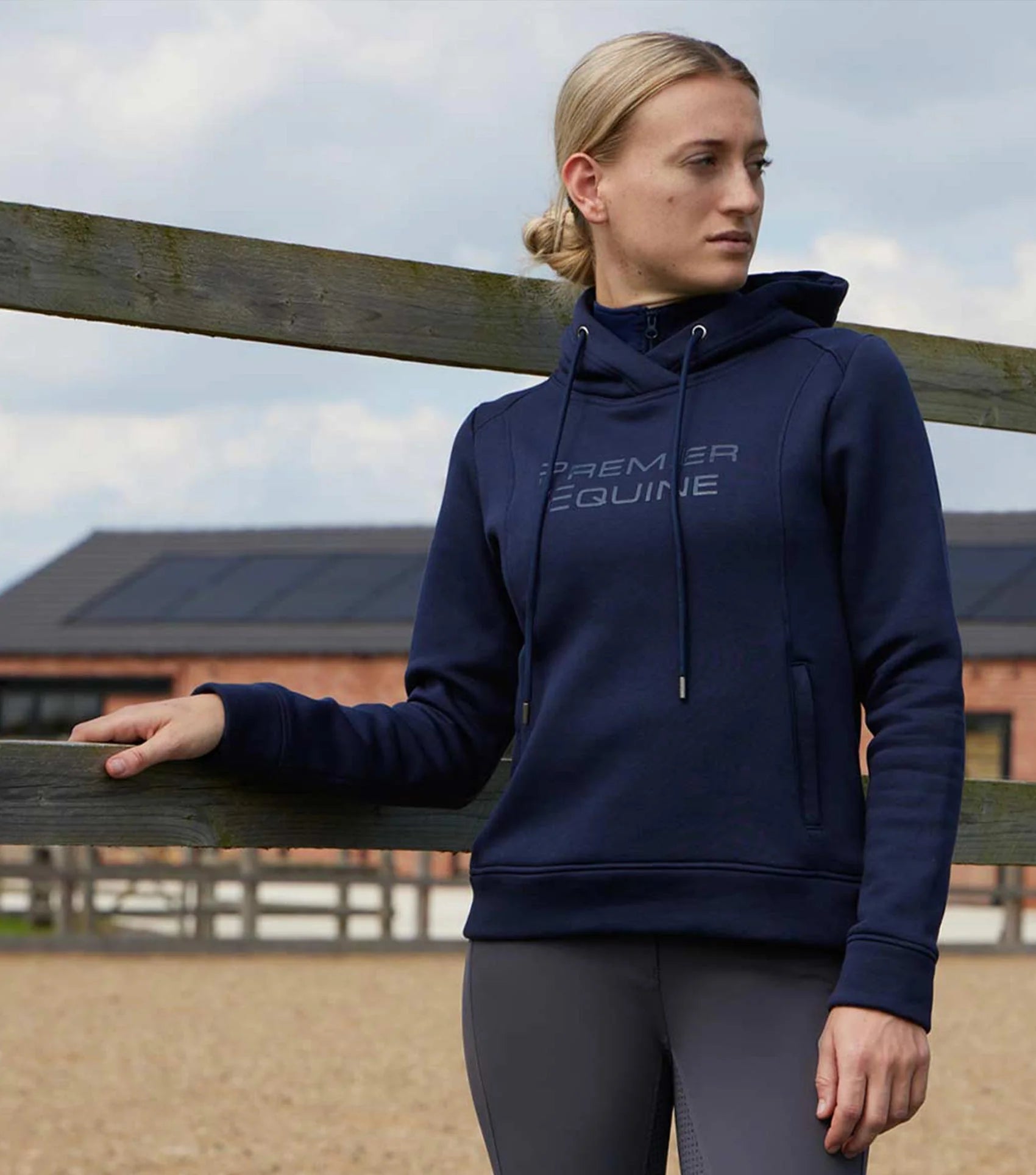 Premier Equine Lucia Ladies Navy Hoodie - Equestrian Apparel, Breathable, Moisture-Wicking, Stretch Fabric