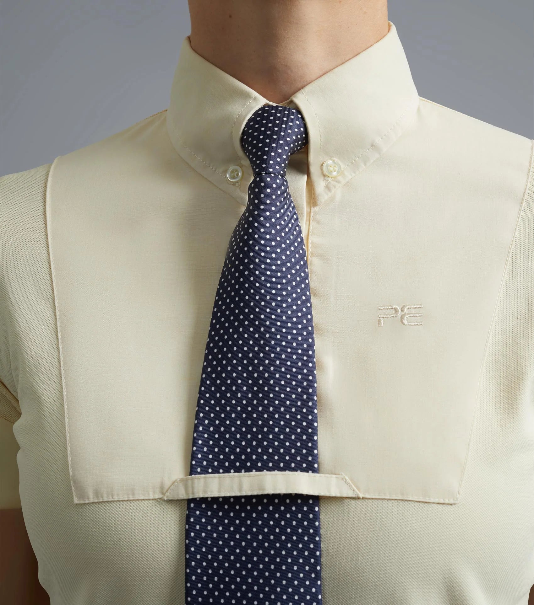 Premier Equine Luciana Ladies Short Sleeve Tie Shirt Vanilla - Equestrian Competition Apparel