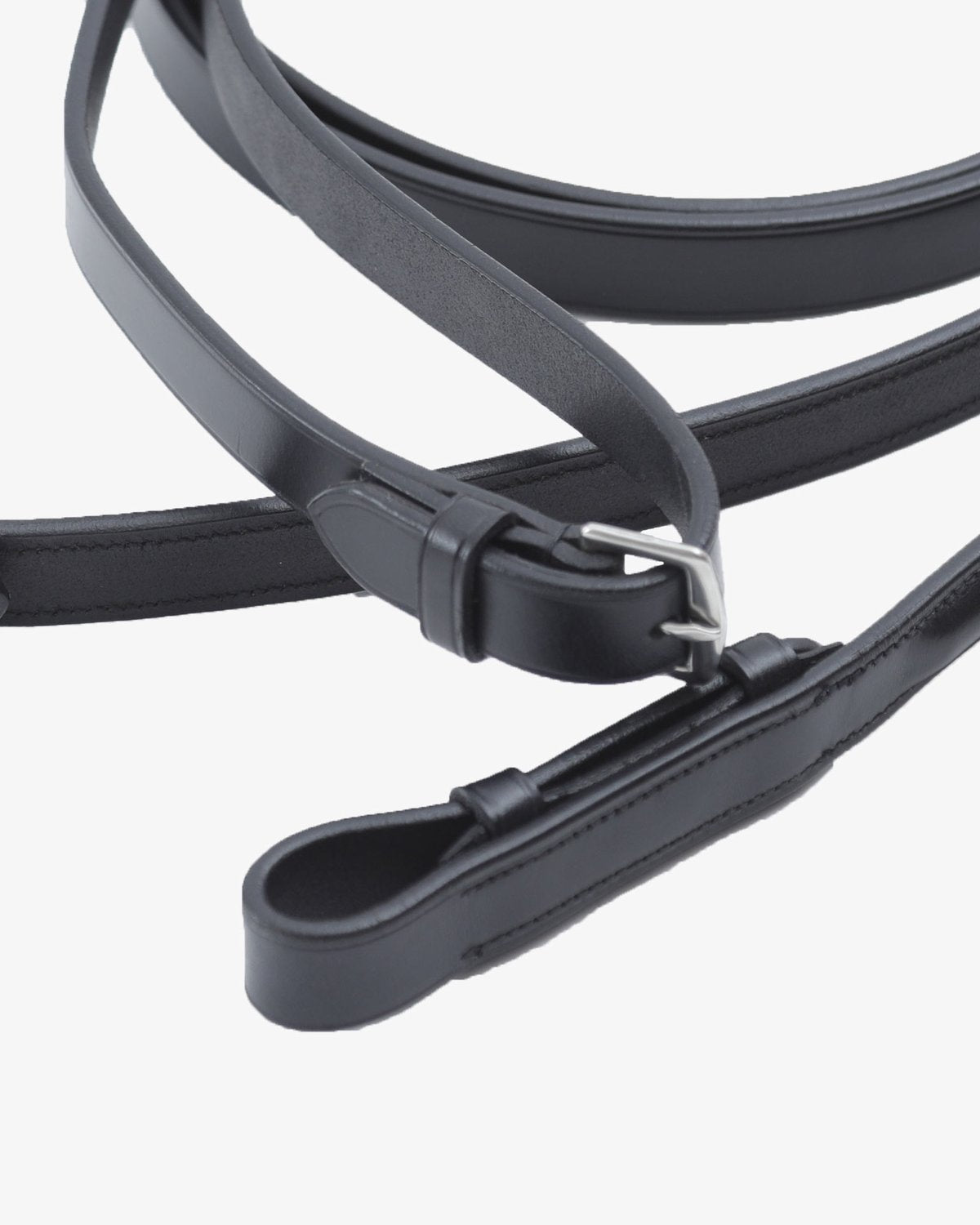 Premier Equine Luigi Plain Leather Reins Black