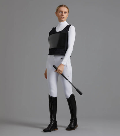 Premier Equine Lycra Competition Bib Black - Equestrian Vest for Horse Riding with Number Display. Available at Equiflair.