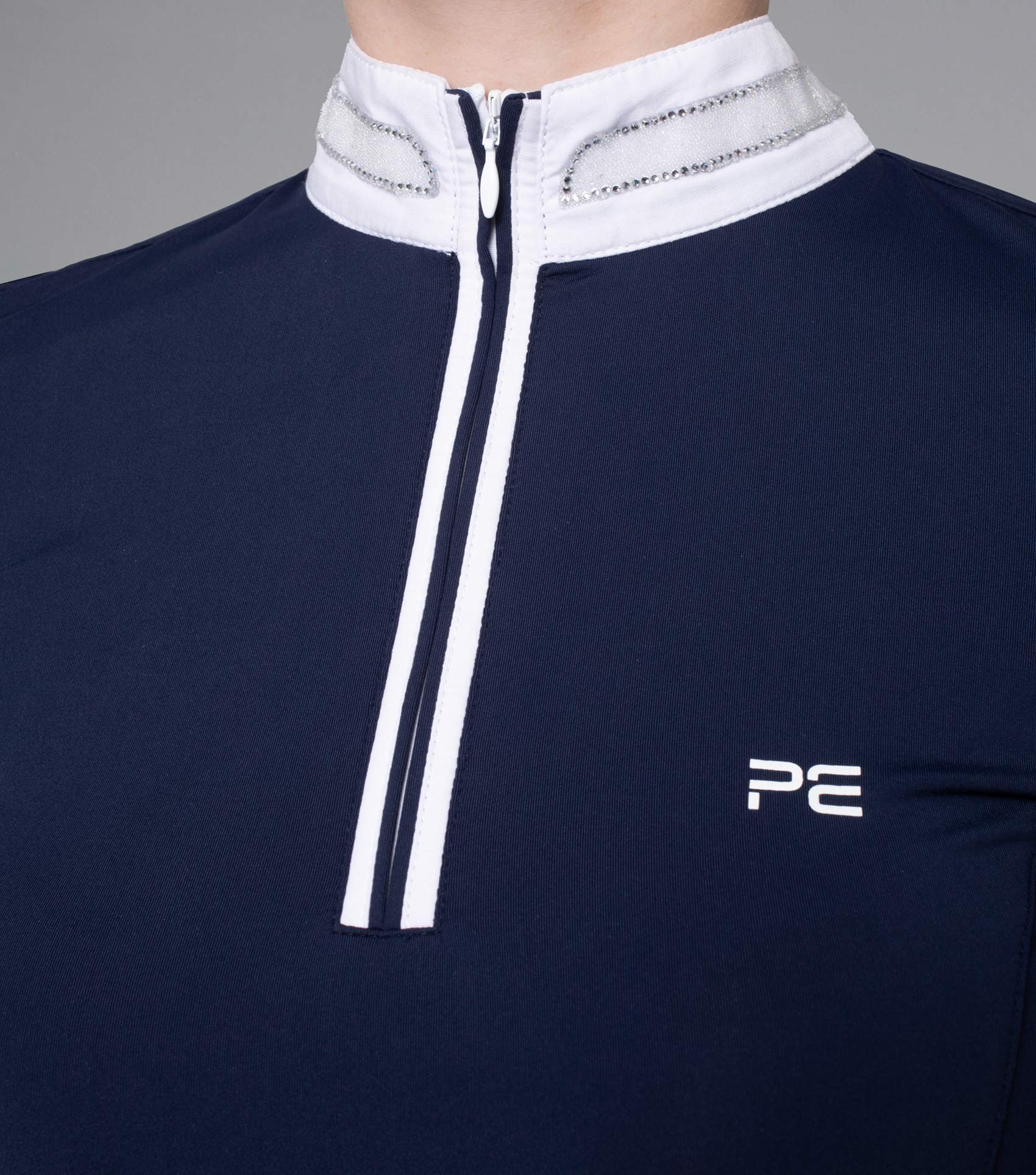 Premier Equine Maria Diamante Show Shirt - Navy Equestrian Competition Top