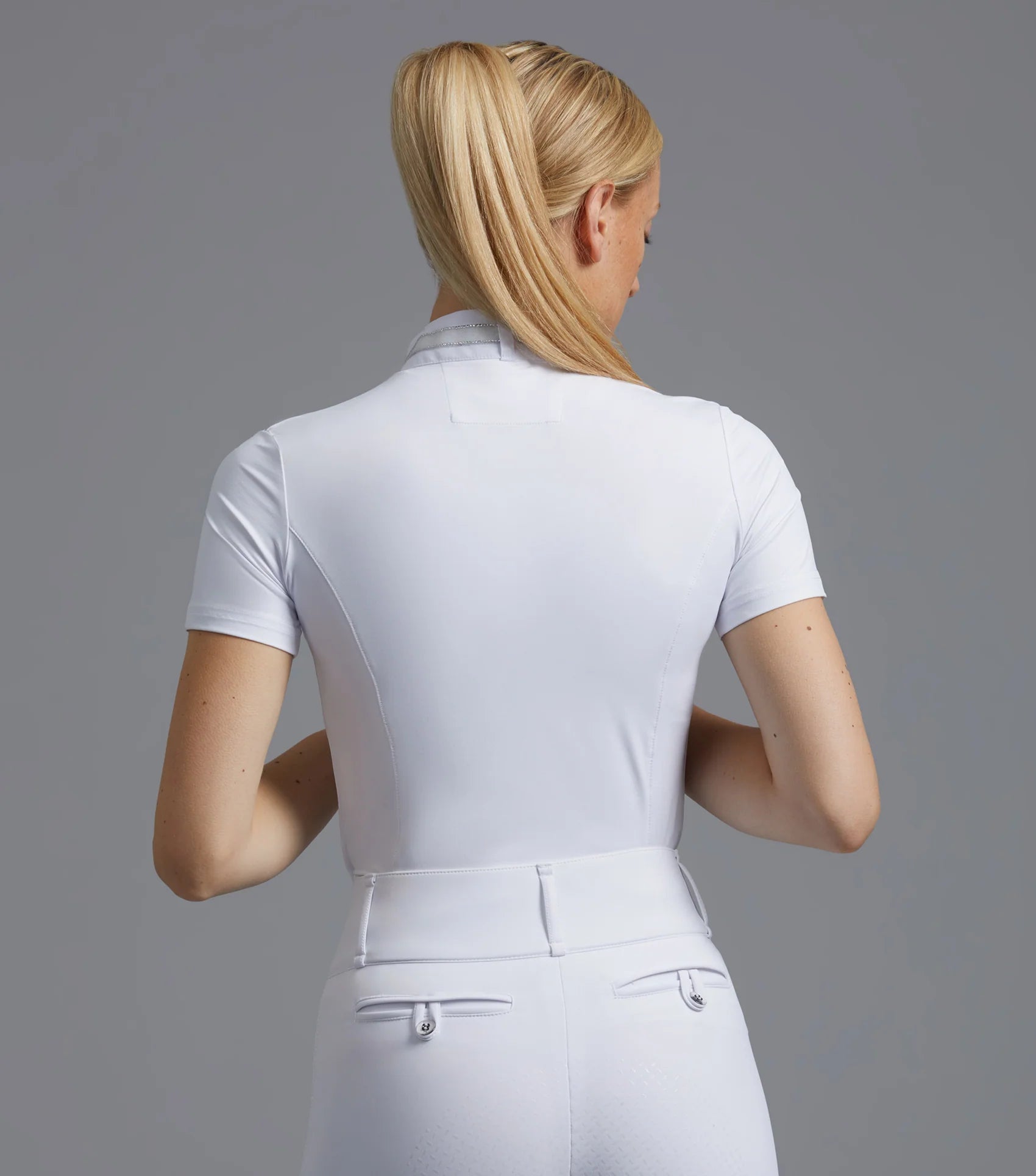 Premier Equine Maria Diamante White Show Shirt - Women's Equestrian Competition Apparel
