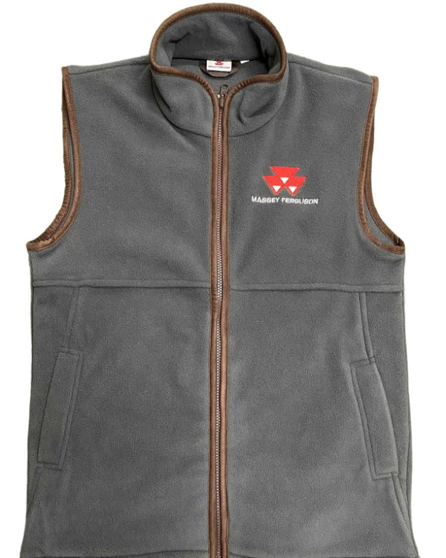 Massey Ferguson Men's Fleece Gilet with Moleskin Trim - Workwear Vest