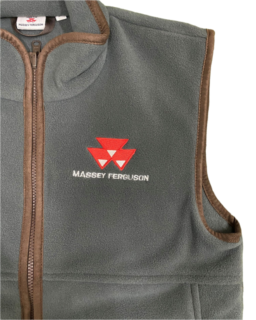 Massey Ferguson Men's Fleece Gilet Vest - Gray Bodywarmer with Moleskin Trim -  Workwear, Outdoor, Farming, Agriculture