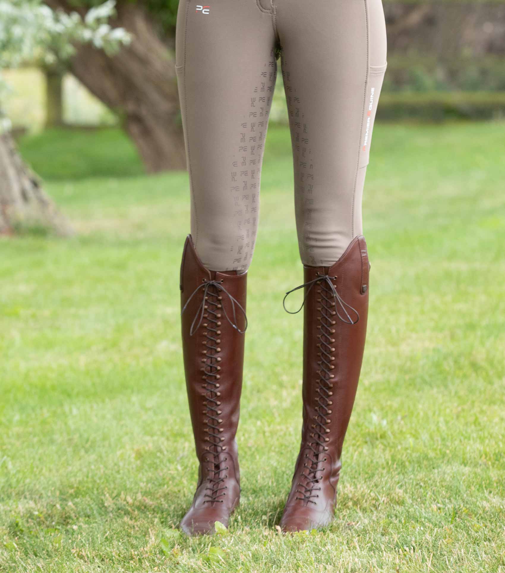 Premier Equine Maurizia Ladies Lace-Up Brown Leather Riding Boots - Equestrian Fashion