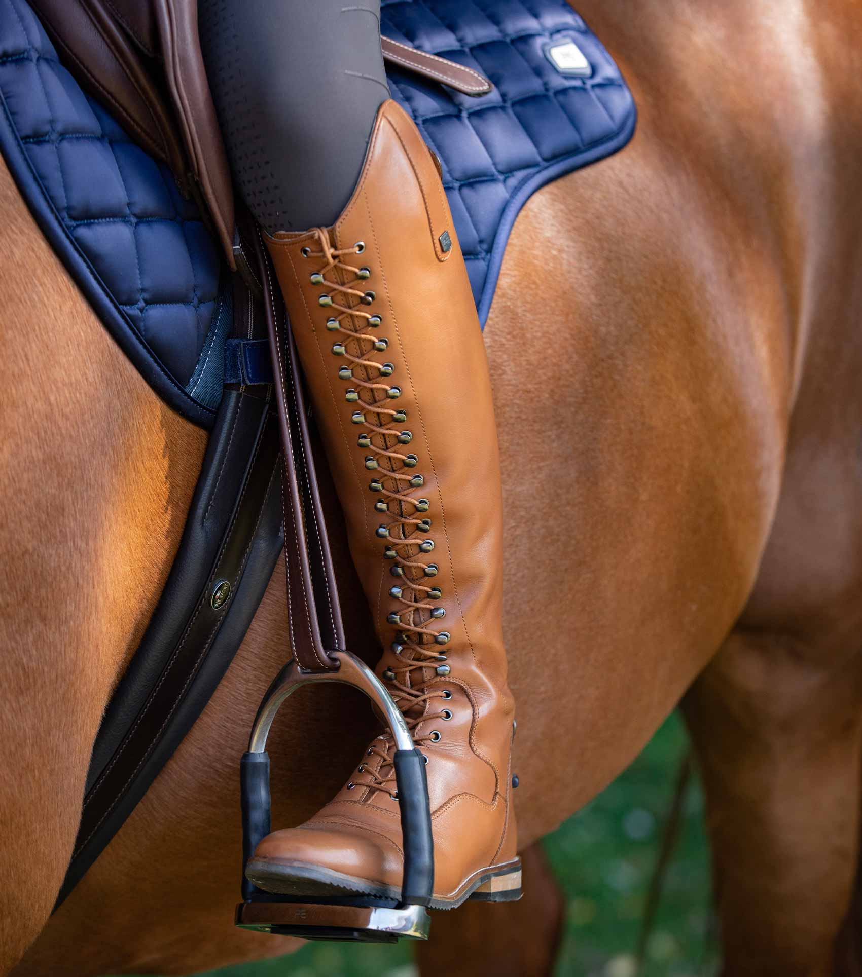 Cognac Leather Lace-Up Riding Boot | Premier Equine Equestrian Boot