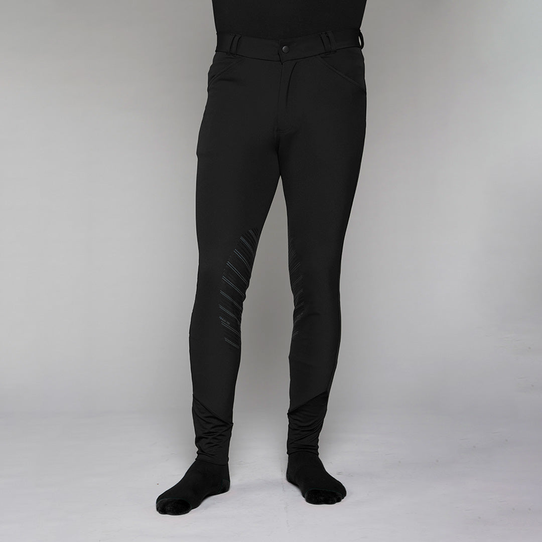 TOGGI Men's Black Flexi Breeches with Silicone Knee Print and Mesh Ankle Panels