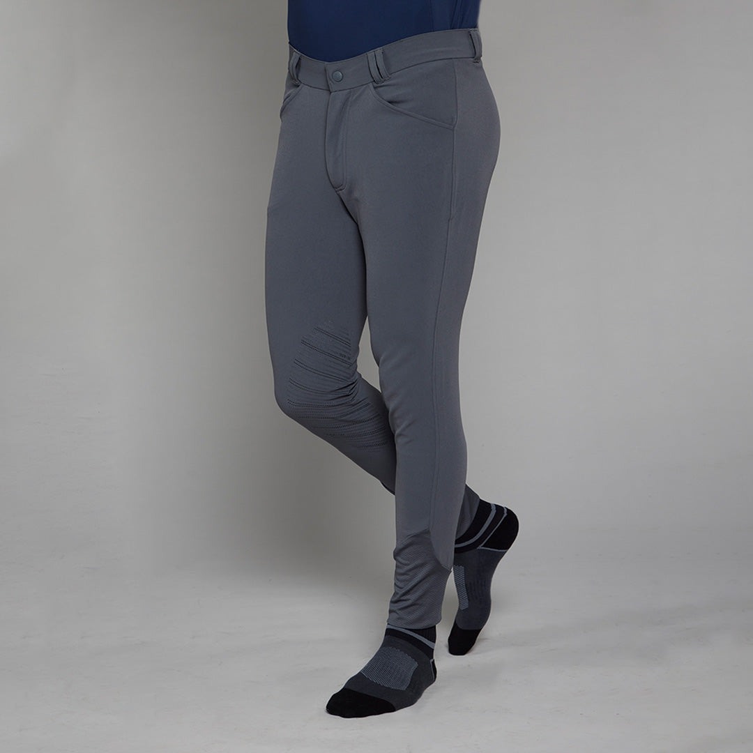 TOGGI Men's Flexi Breeches in grey - lightweight, 4-way stretch riding pants with silicone knee