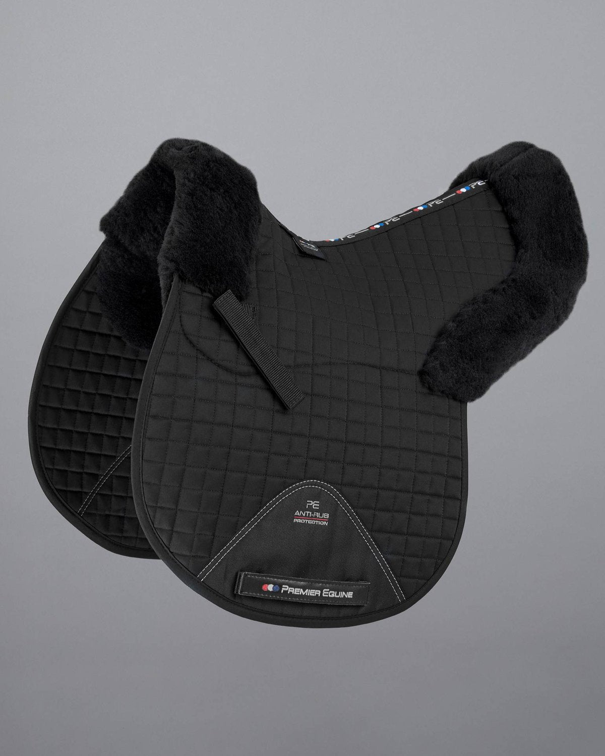 Black Premier Equine Merino Wool GP/Jump Saddle Pad Numnah. Soft, Anti-Rub Protection.