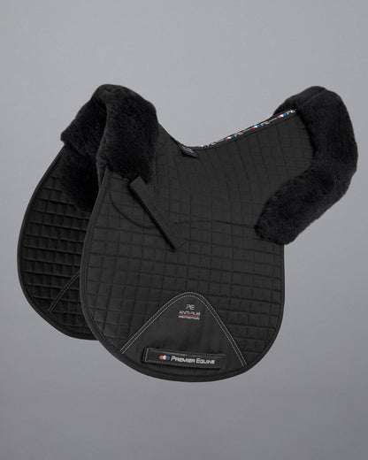 Black Premier Equine Merino Wool GP/Jump Saddle Pad Numnah. Soft, Anti-Rub Protection.