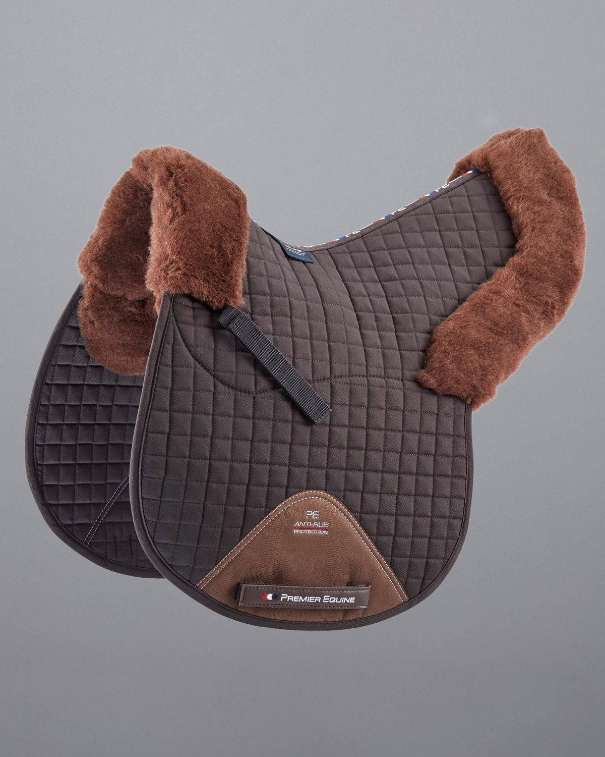 Premier Equine Merino Wool Saddle Pad - GP/Jump Numnah - Brown/Brown Wool - Equiflair, equestrian, horse riding equipment.
