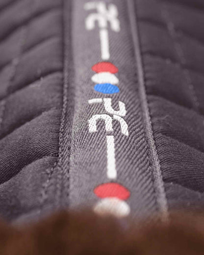 Premier Equine Merino Wool Saddle Pad - Close Up of Branding, High Quality Equestrian Numnah