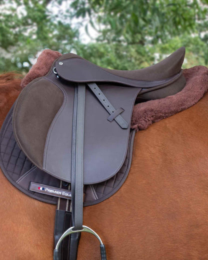 Premier Equine Merino Wool Saddle Pad - Brown Horse GP/Jump Numnah. Comfortable Equestrian Equipment.