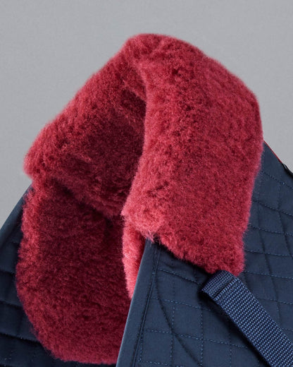 Merino Wool Saddle Pad GP/Jump Numnah - Navy & Burgundy. Premier Equine Horse Riding Comfort & Protection