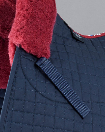 Premier Equine Merino Wool Saddle Pad - GP/Jump Numnah Navy Burgundy. Horse Saddle Pad with wool for comfort.