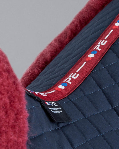Premier Equine Merino Wool Saddle Pad - GP/Jump Numnah - Navy/Burgundy. High wither, Merino wool.