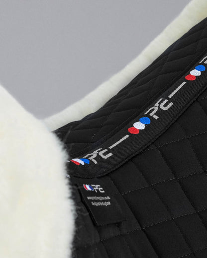 Premier Equine Merino Wool GP Jump Numnah Saddle Pad - Black & Natural Wool Comfort, Pressure Relief