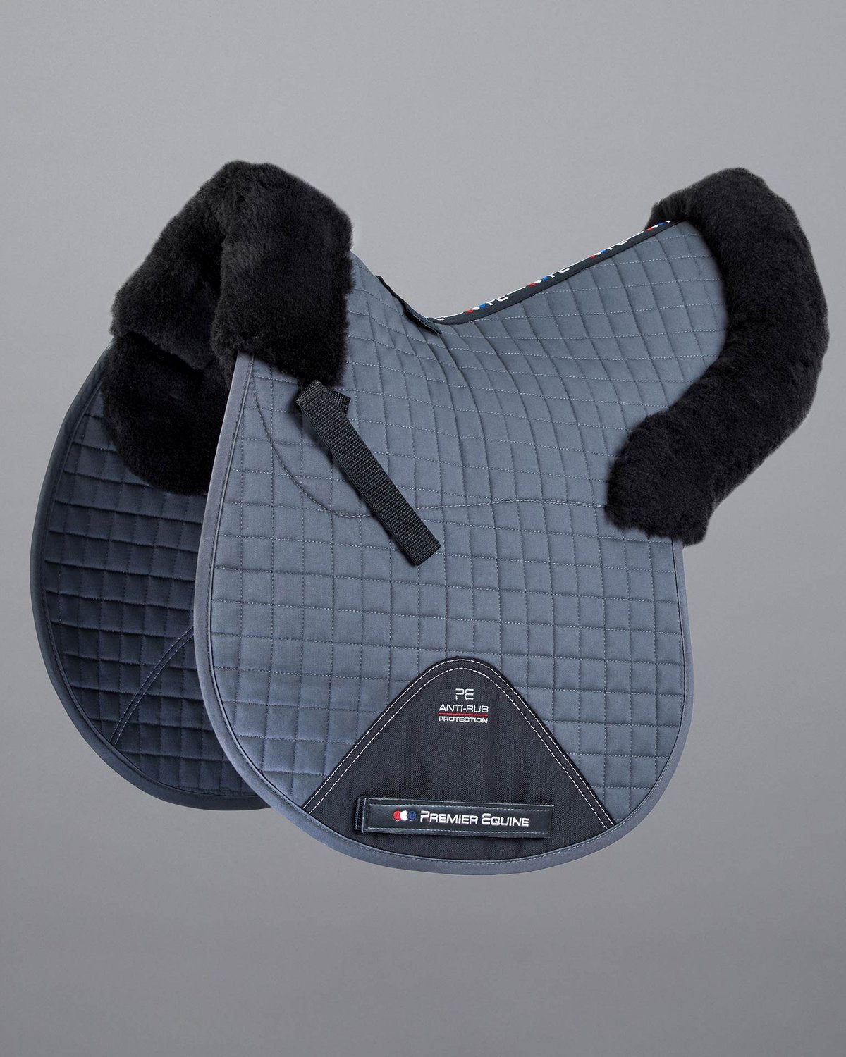 Premier Equine Merino Wool Saddle Pad - GP/Jump Numnah Grey/Black Wool - Equiflair