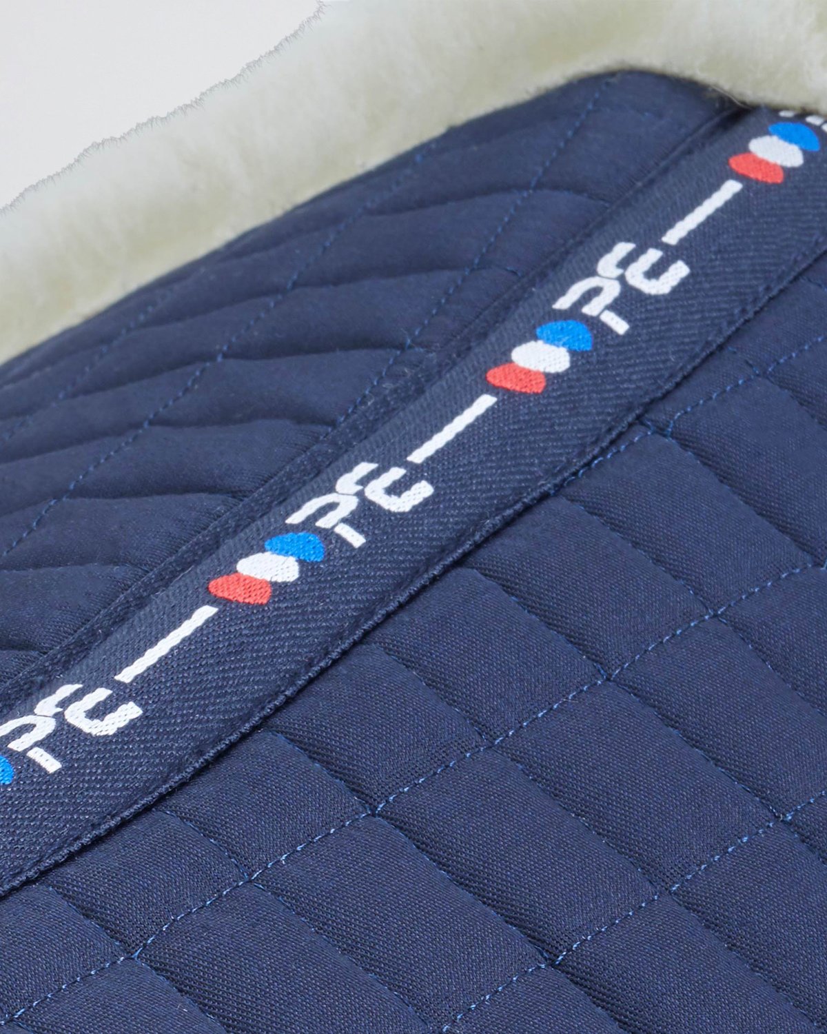 Premier Equine Merino Wool Saddle Pad - Half Pad Navy/Natural Wool