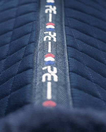 Premier Equine Merino Wool Half Saddle Pad - Navy. High-quality equestrian saddle pad for optimal comfort & performance.