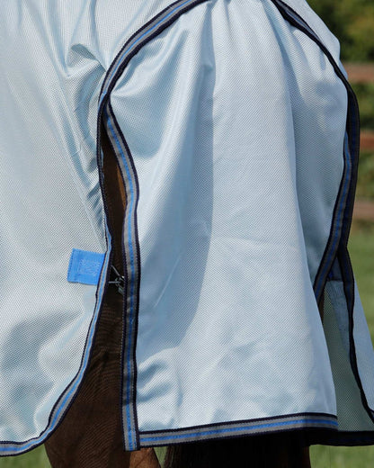 Blue Mesh Horse Fly Rug: Premier Equine breathable fly rug for horses. Insect & UV protection. Lightweight equine summer sheet.