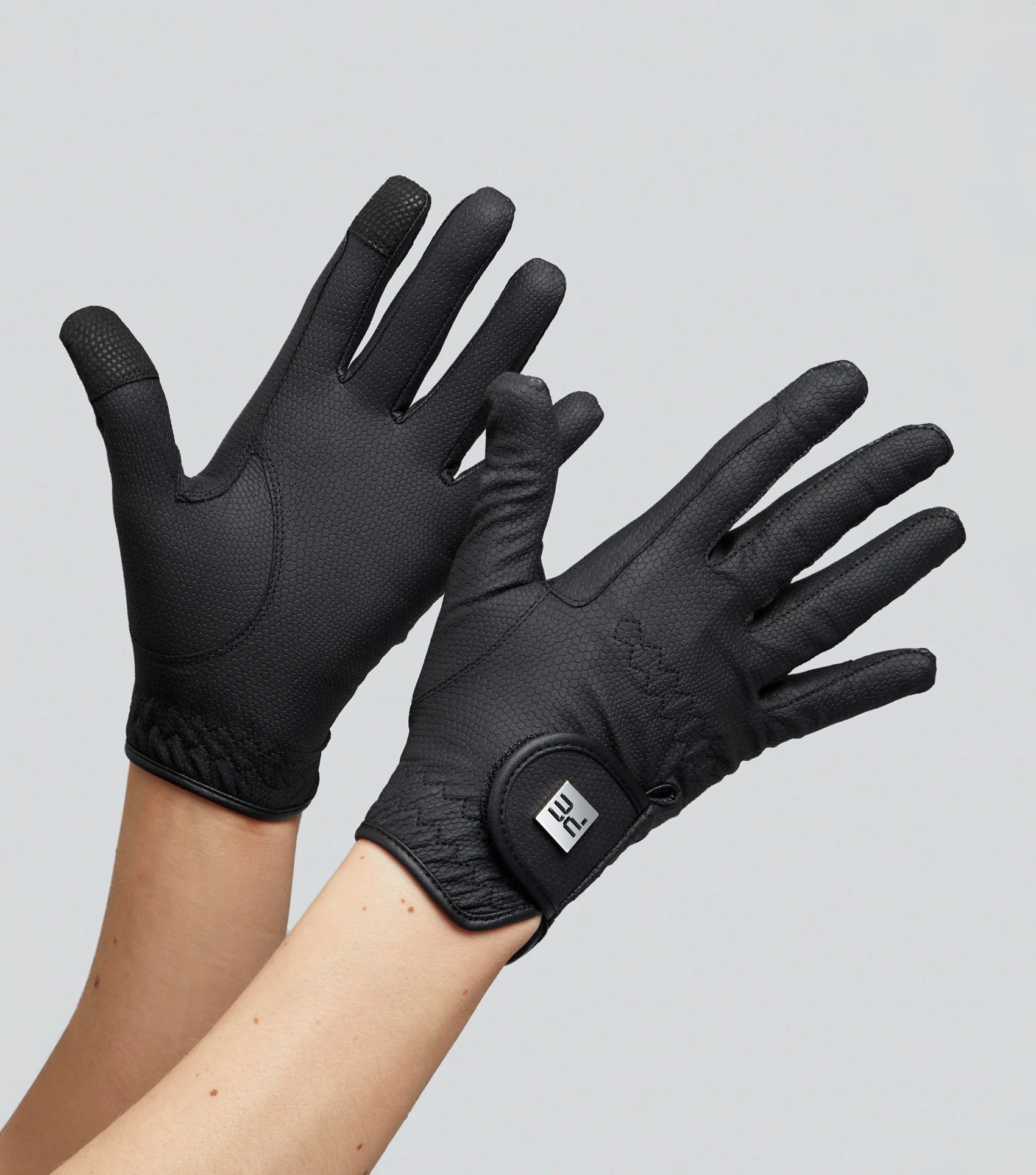 PREMIER EQUINE Black Ladies Riding Gloves - Reptilian Grip, Touchscreen Compatible