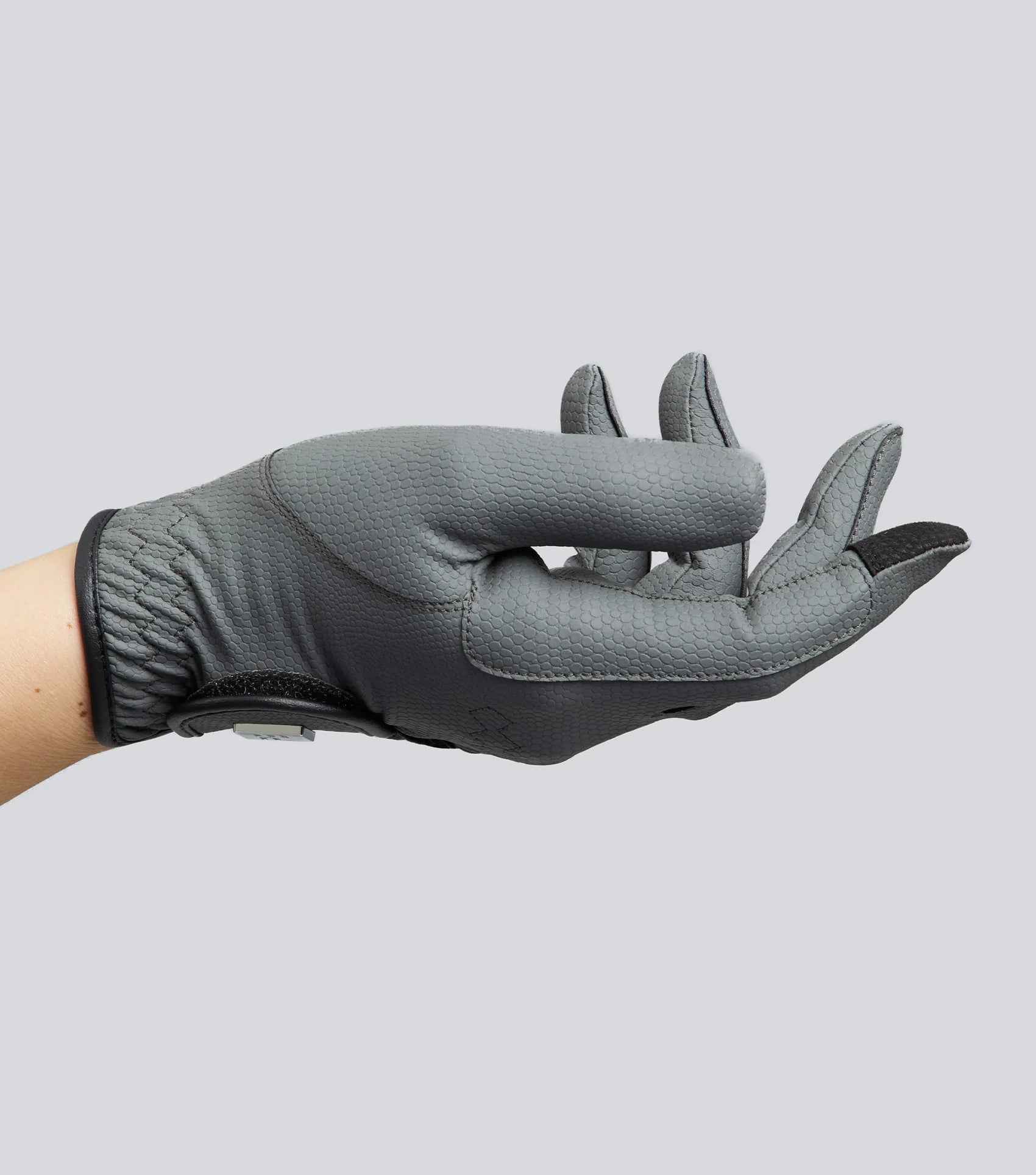 Premier Equine Metaro Ladies Grey Riding Gloves: Textured Grip, Touchscreen Compatible Equestrian Gloves