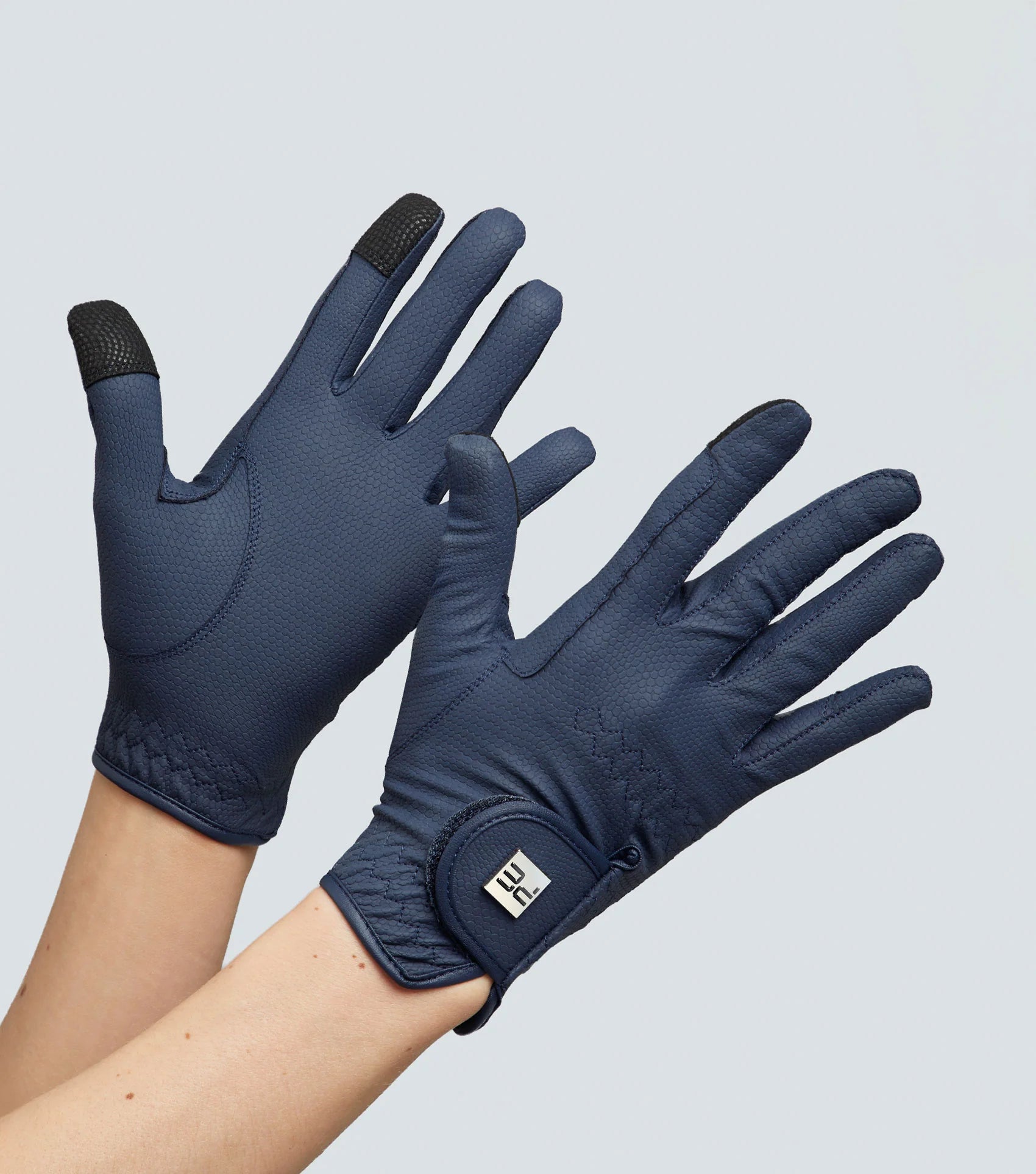 Premier Equine Metaro Ladies Riding Gloves - Navy Blue, Touchscreen Compatible, Excellent Grip