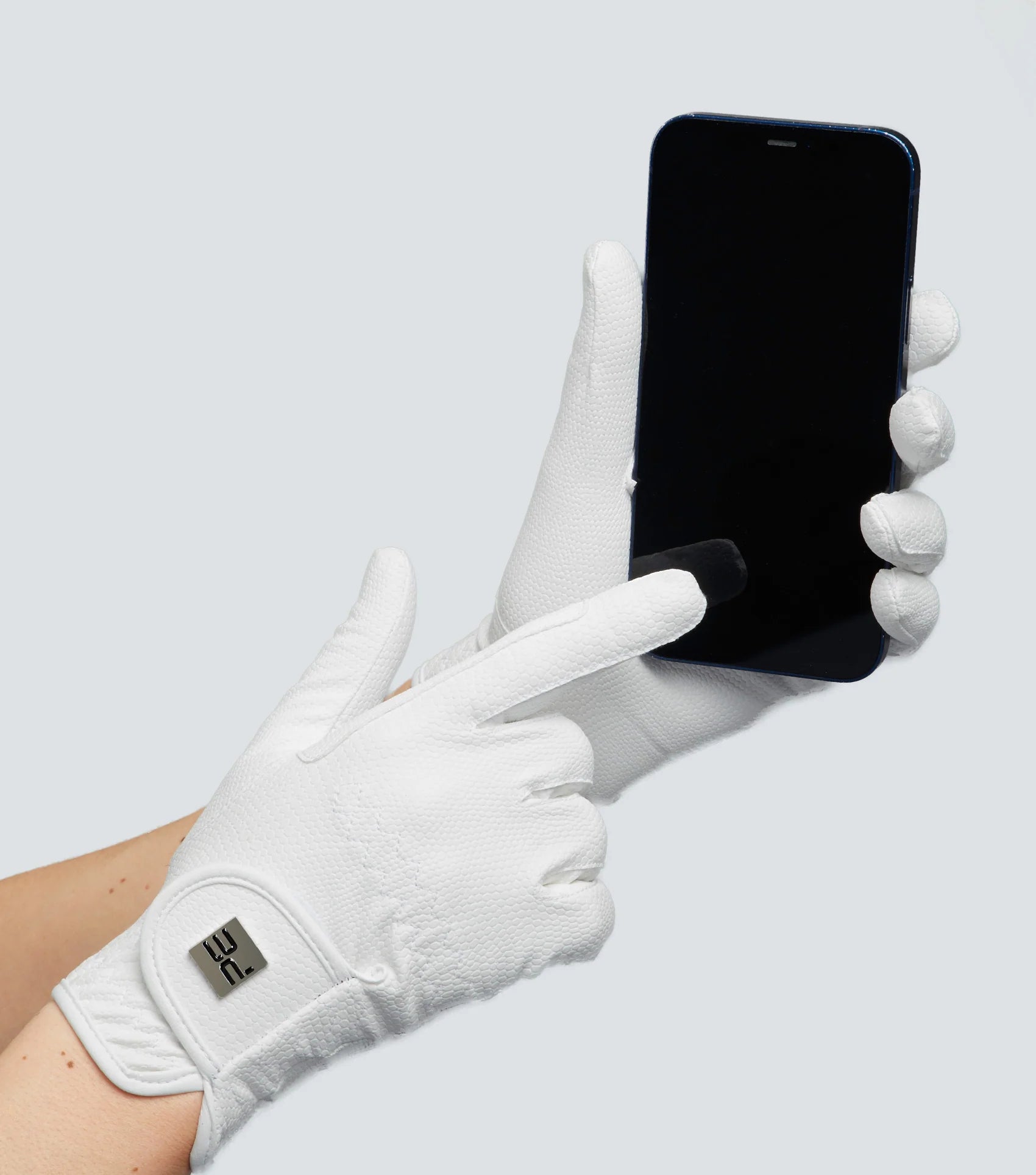 PREMIER EQUINE Metaro White Riding Gloves for Ladies - Touchscreen Compatible Competition Gloves