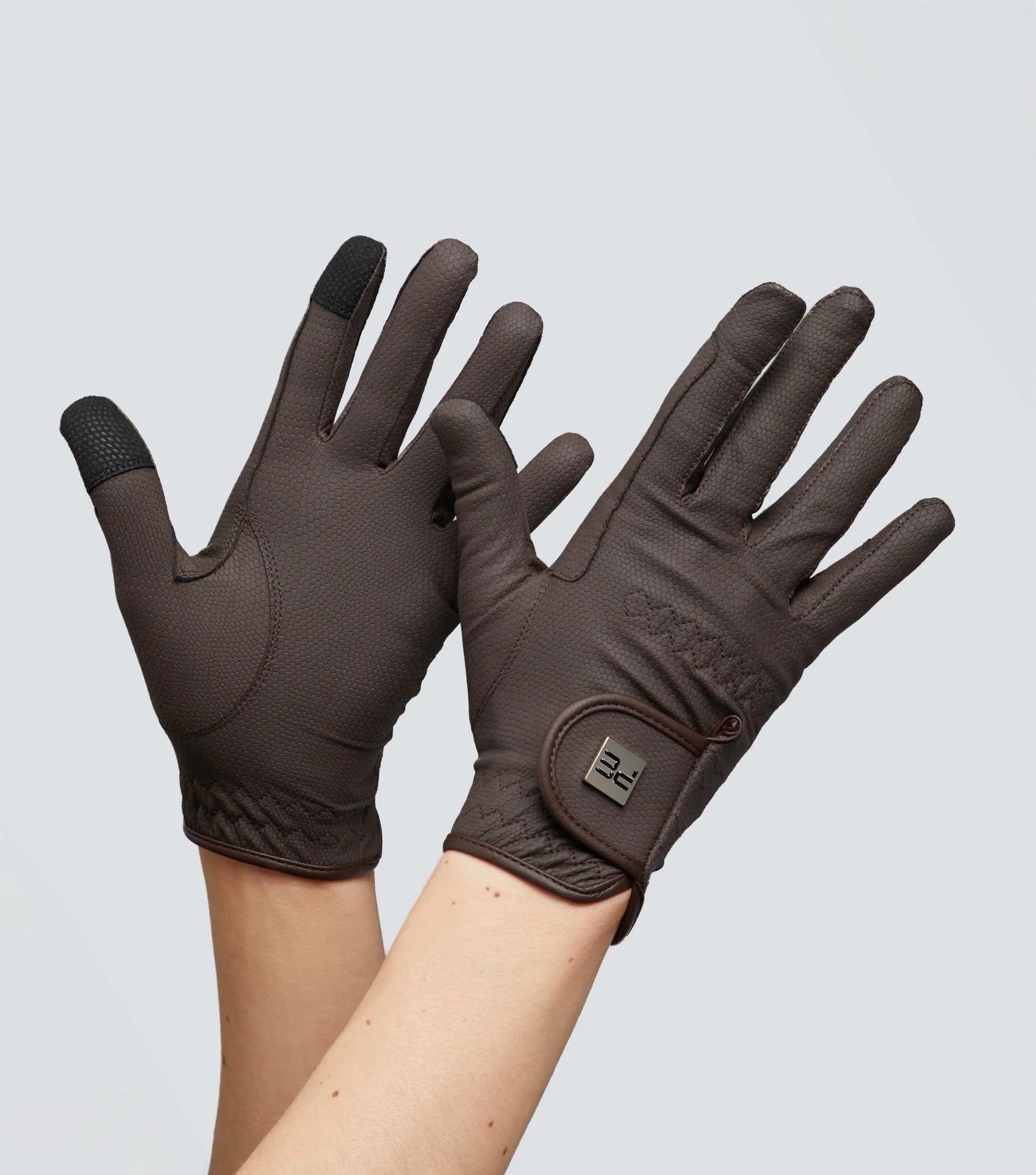 PREMIER EQUINE METARO Ladies Riding Gloves Brown Leather - Touch Screen Compatible Equestrian Gloves