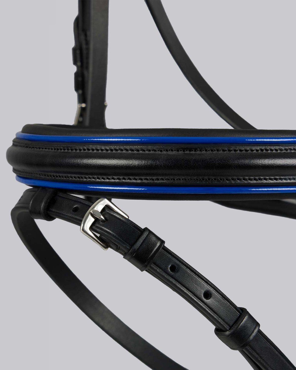 Premier Equine Mineo Pony Bridle Black - Italian Leather, Blue Accent, Equiflair