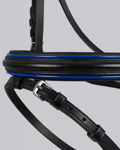 Premier Equine Mineo Pony Bridle Black - Italian Leather, Blue Accent, Equiflair