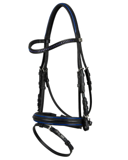 Premier Equine Mineo Pony Bridle: Black & Blue Leather Diamante Browband - Equiflair