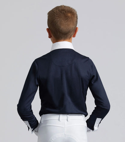 Boy's Navy Equestrian Show Shirt | Premier Equine Long Sleeve Riding Apparel