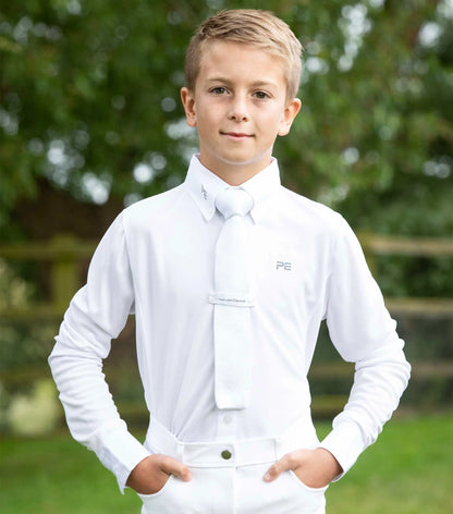 PREMIER EQUINE Mini Giulio Boy's Long Sleeve White Show Shirt - Equestrian Riding Apparel