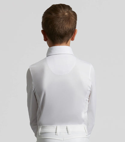 PREMIER EQUINE Boy's Show Shirt White, Mini Giulio Long Sleeve Competition Shirt