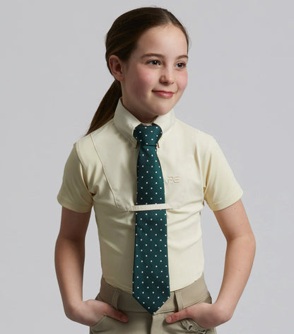 Girl in Premier Equine Luciana Vanilla Show Shirt with Tie | Equestrian Apparel