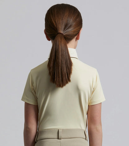 Premier Equine Girl's Show Shirt, Vanilla, Short Sleeve Equestrian Competition