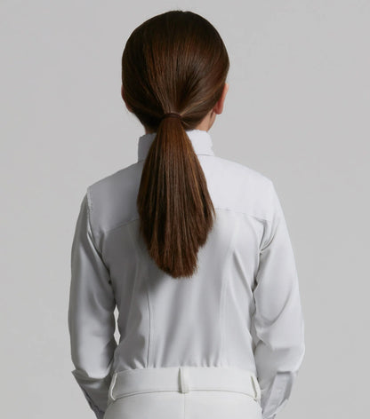 Girls' White Long Sleeve Equestrian Show Shirt | Premier Equine Tessa Riding Apparel