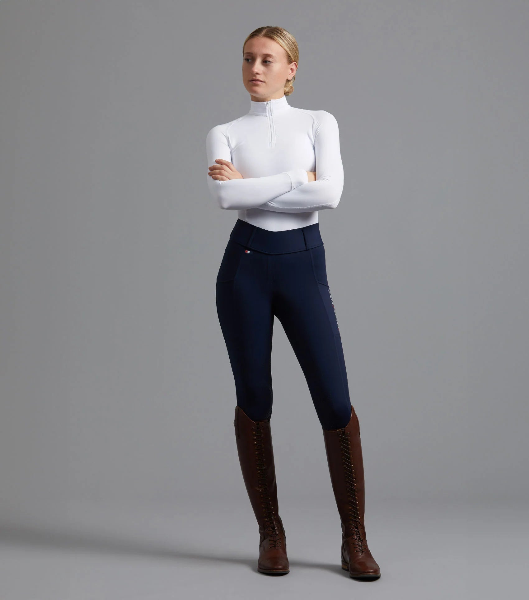 Premier Equine Mirillo Ladies Full Seat Gel Riding Tights Navy - Equestrian Apparel