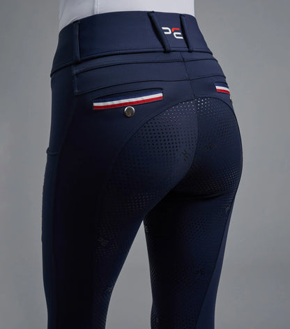 Premier Equine Mirillo Ladies Navy Riding Tights with Full Gel Seat - Equestrian Apparel