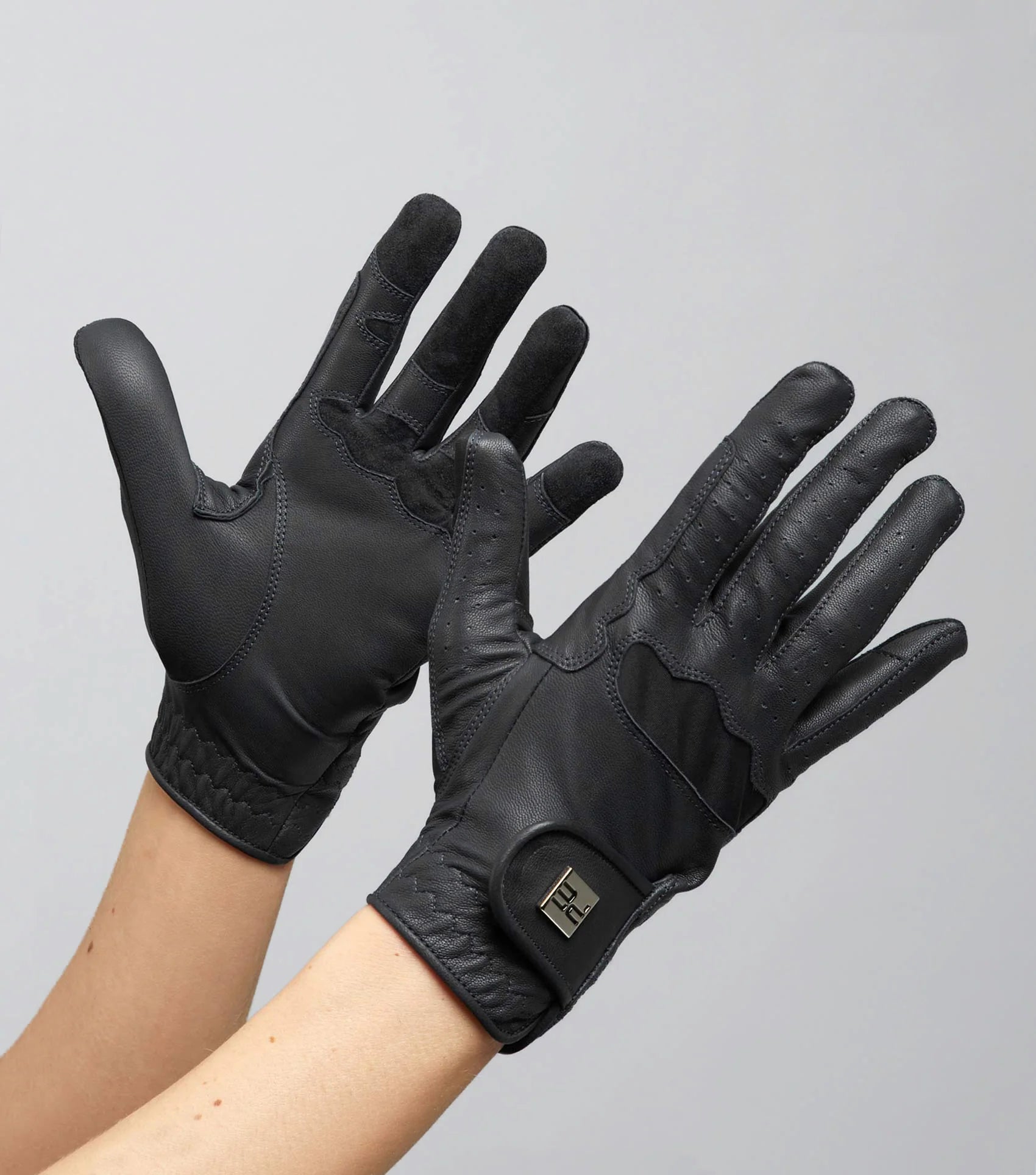 Premier Equine Mizar Black Leather Riding Gloves - Women's Equestrian Gloves