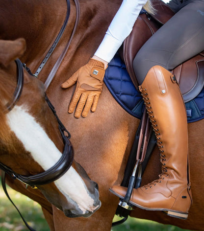 Premier Equine Leather Riding Gloves & Equestrian Boots. Tan Horse Riding Gear