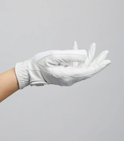 PREMIER EQUINE Mizar Ladies White Leather Riding Gloves - Competition, Grip, Ventilation, Adjustable