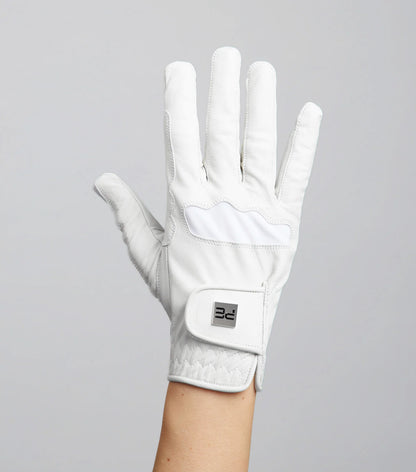 Premier Equine Mizar White Leather Riding Glove - Ladies Competition Glove for Equestrian Sports