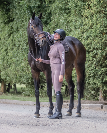 EQUIDRY Water Repellent Leggings Knee Grip Women's Mocha/White