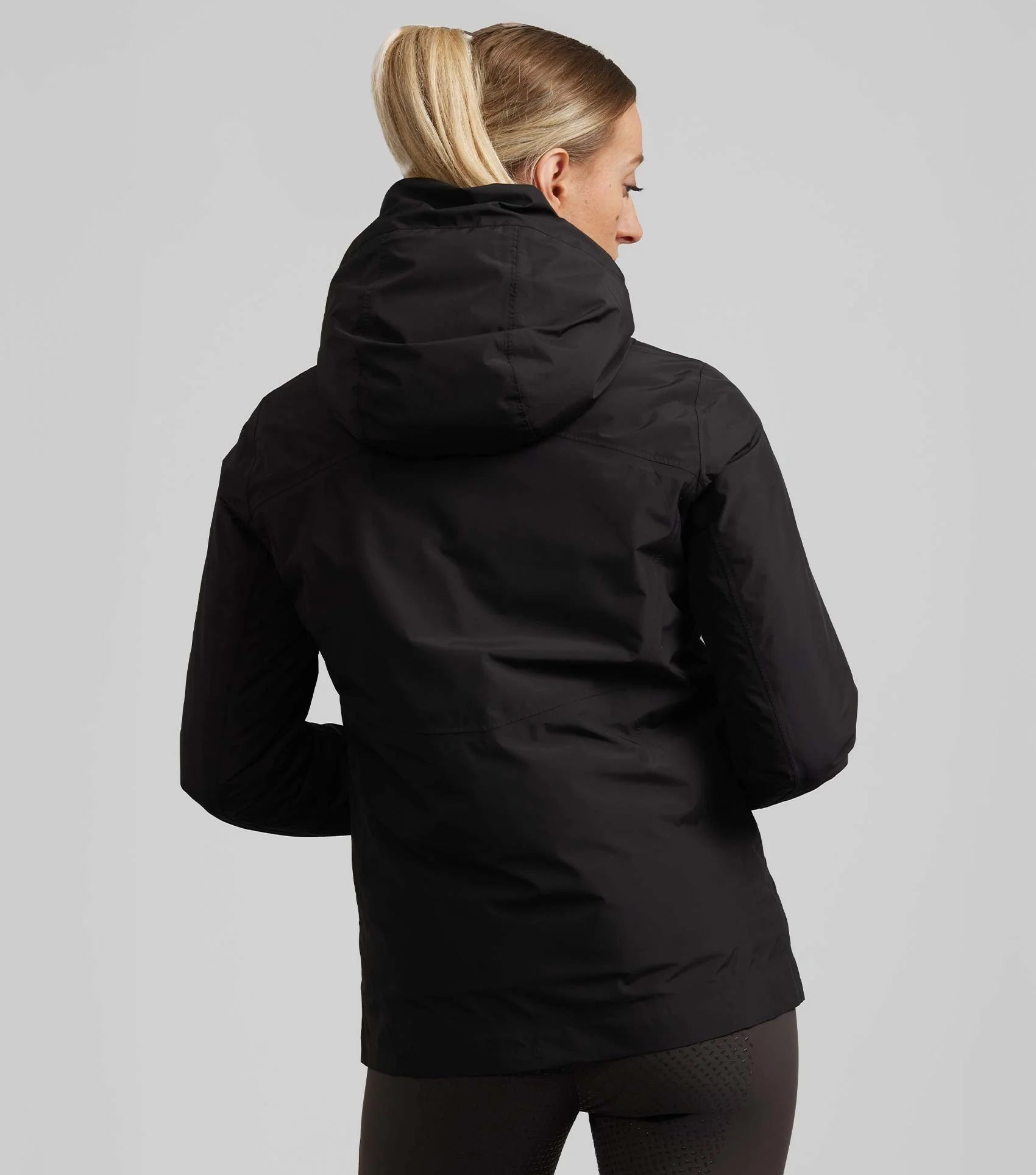 Premier Equine Motet Ladies Waterproof Jacket - Graphite Black Riding Coat with Hood