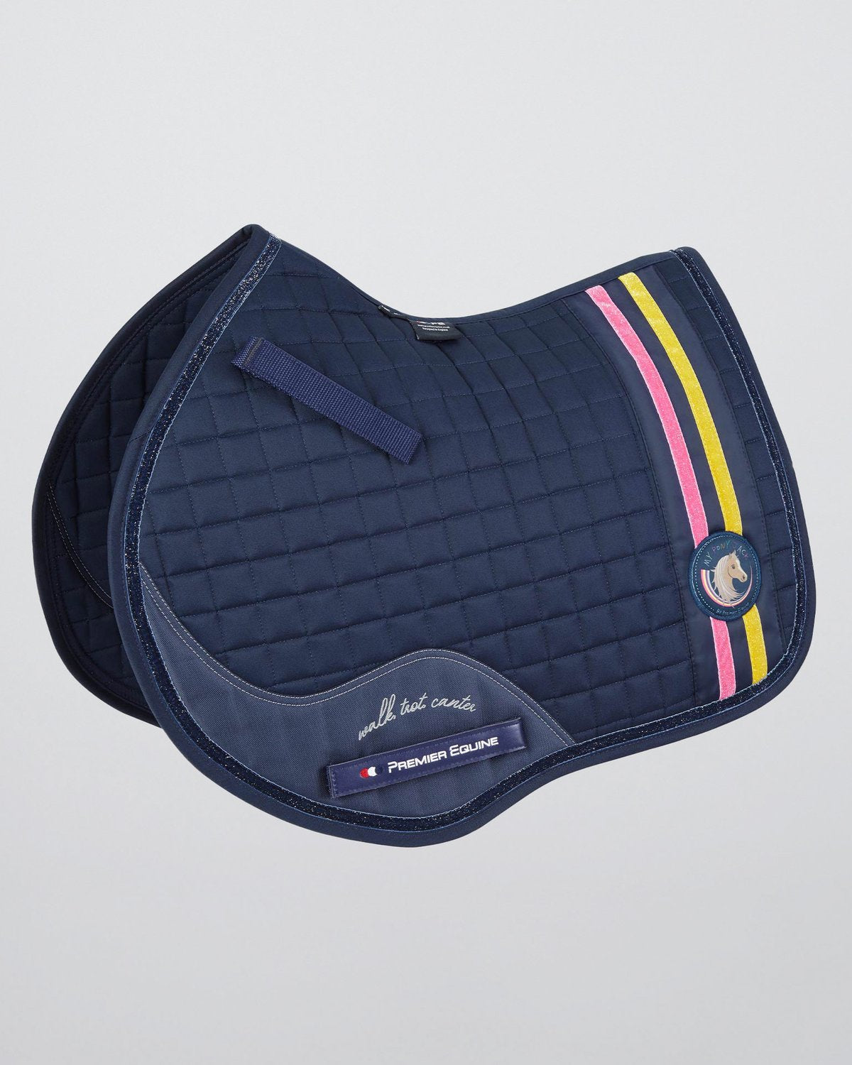 Premier Equine My Pony Jack Cotton GP/Jump Glitter Saddle Pad Navy for Equestrian Use. Pony Saddle Pad, Equestrian.